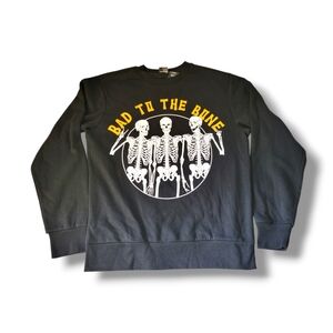 Mad Engine | NWOT Unisex Black 'Bad To The Bone' Skeleton Sweatshirt (SIZE M)